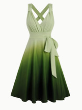 Übergangskleid, Farbverlauf V-Ausschnitt Kleid, elegant, ärmellos, Sommer