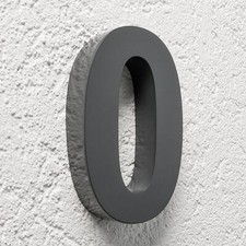 3D Hausnummer 0 Edelstahl anthrazit RAL7016 Schriftart Arial Hausnummernschild