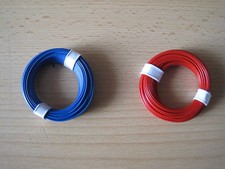 Kabel Kupferlitze 0,14mm2  f. Eisenbahnlampen  2 Ringe a 10m blau u. rot