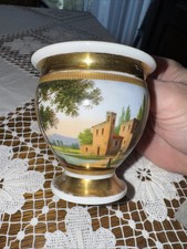 Porzellan Ansicht Prunk Tasse Biedermeier um 1820 und Unterasse KPM!