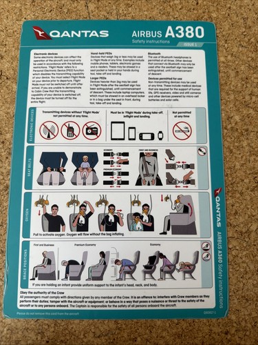 Qantas a380 safety card - safety,