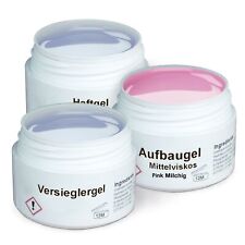 GS-Nails Gel Set Haftgel Aufbaugel Pink Milchig Versiegelergel GERMANY 3 X 5ml