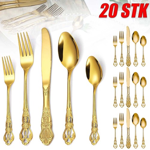 Premium tafelbesteck gold - tafelbesteck,