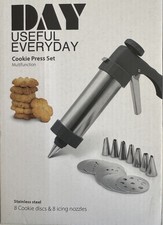 Edelstahl Gebäckpresse Teigpresse Keks Teig Presse Spritze verschiedene Aufsätze