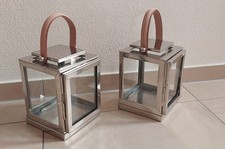2x EICHHOLTZ Windlicht Laterne Georgian S, Ledergriff, edel, wie neu, NP 290 €