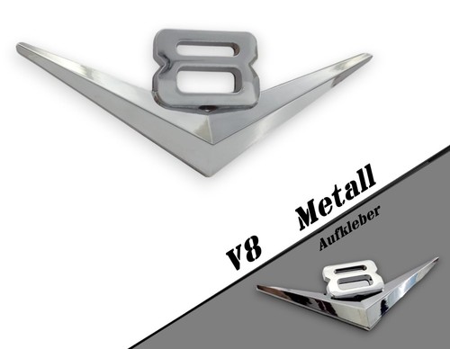 Pkw metall aufkleber chrome - v8,