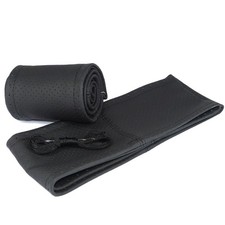 Lenkradbezug Lenkradhülle Lenkradschoner perforiert Schwarz Echt Leder 36cm-37cm