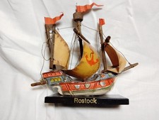 Segelschiff ROSTOCK 50er Jahre Hartkeramik Dreimaster Hanse-Kogge?