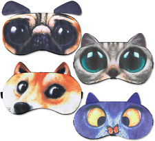 4er Set Lustige Tier Schlafmasken - Weich & Verstellbar für Reisen & Nickerchen