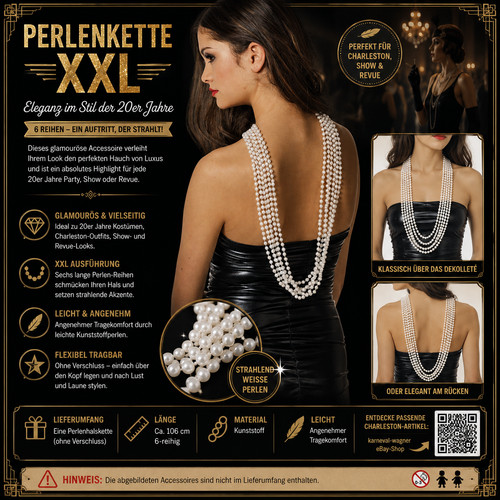 Perlenkette xxl reihig - xxl, 6-reihig