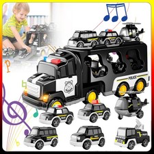 7 in 1 Polizeiauto Truck Autotransporter LKW Kinder Spielzeug Auto Spielzeugset