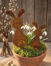 2er Set Edelrost Osterhasen