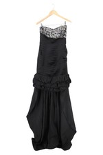 KLEEMEIER Abendkleid Maxikleid Glitzer Volant Schwarz Gr. 36 Elegant