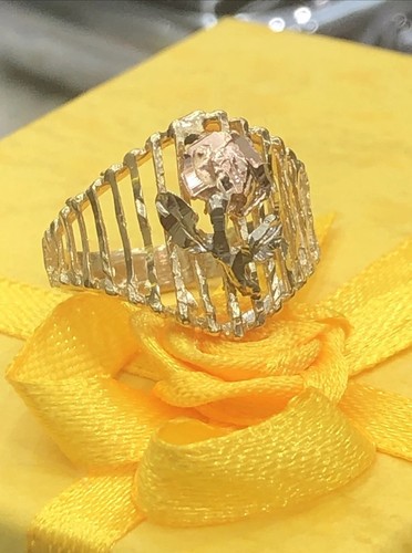 14kt gelbgold ring blume rose - gelbgold,