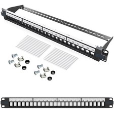 Patchfeld 19 Zoll Keystone Patchpanel 24 Keystone Buchsen Jack 1HE geschirmt
