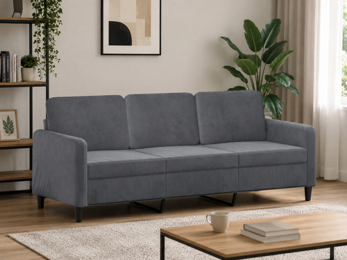 Sitzer sofa dunkelgrau samt - 3-sitzer,