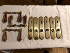 3 Sets Zimmertür- Schild- Garnitur Aus Messing  mit Holzgriffen