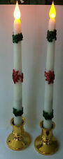 2 LED -Tafelkerzen mit goldfarbenen Ständern + WEIHNACHTEN + Batteriebetrieben 1