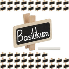 Relaxdays Tafelklammern 48 Stück, zum Beschriften, mit Kreide, Kräutergarte ...