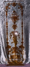 ANTIKE GLASSCHEIBE HISTORISMUS UM 1890 BERNSTEIN ROT 137x44 cm