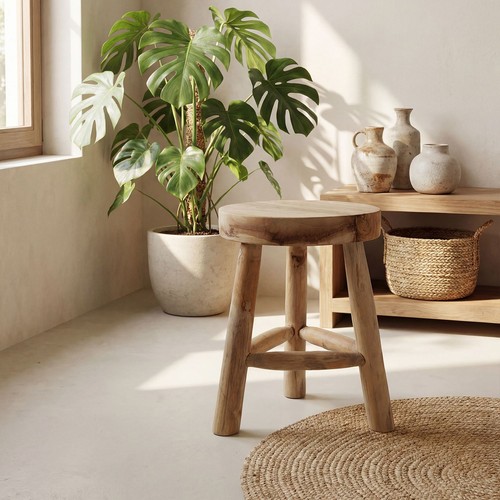 Hocker dreibein teakholz 40 - hocker,