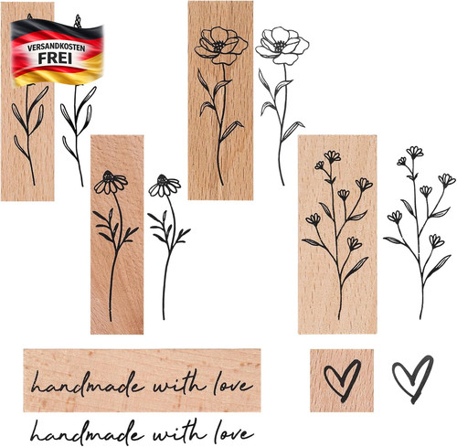 Holzstempel set mit blumen - holzstempel,