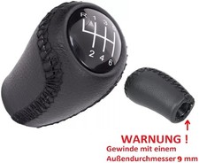 SCHWARZ LEDER SCHALTKNAUF 6+R