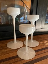 3er Set Bloomster 16790 Kerzenständer aus weißem Glas IKEA Vintage 1999