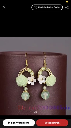 Grün jade blume ohrringe - grün,