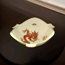 Antiker Aschenbecher roter Drache Dresdner Handmalerei,Weimar PORZELLAN