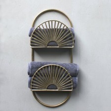 Dekoratives Vintage Wandregal Oval Antik Gold Shabby Messing Wand Regal Landhaus