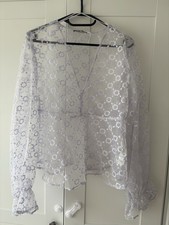 Organza Bluse Zara Sanftes Flieder Bestickt Neu Ausschnitt Gr M
