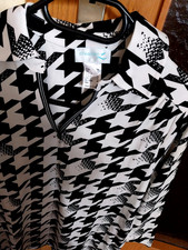 Bluse Damen neu schwarz-weiß Hahnentritt  CREATION L 38 langearm