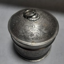 Alte Vintage Metall Schatulle Schmuck Dose Silber Vernickelt Rund Behälter Edel