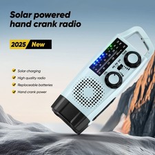 Solar Handkurbel Handy Ladegerät Notfall Radio USB LED Taschenlampe 2000mAh