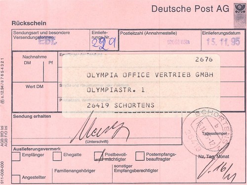 732708 bund rückschein aus - bund,
