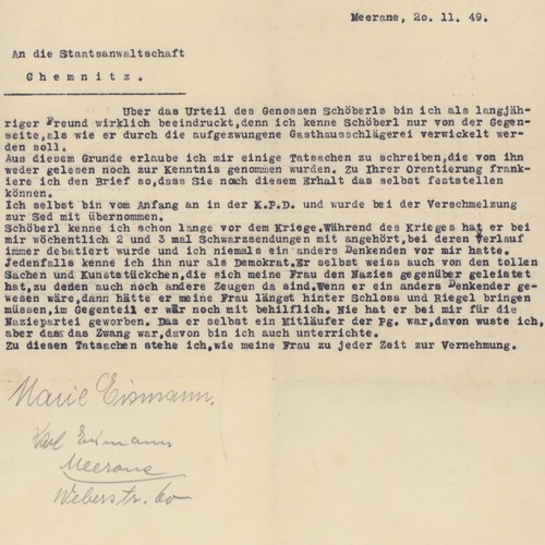 Brief karl eismann meerane - brief,