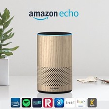 Amazon Echo (2. Gen.), Intelligenter Lautsprecher mit Alexa, Eiche Optik