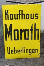 C8/ Kaufhaus Morath Überlingen - altes Emailschild Emaille Blechschild - 118x78 
