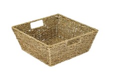 Geschenkkorb leer Aufbewahrungskorb geflochten aus Seegras Dekokörbchen 