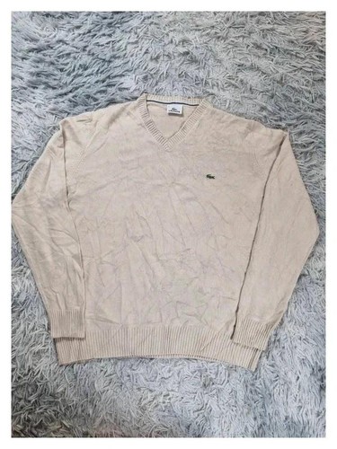 Lacoste neck pullover beige - lacoste,