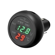 12V 24V  Voltmeter Thermometer