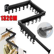 Wäscheständer Wandmontage Kleiderstange 132cm Ausziehbar Klappbar mit 6 Haken