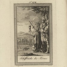 Xerxes Schiffbrücke Hellespont Antike Weltgeschichte Original Kupferstich 19 Jhd