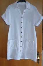 Hemd- Blusen-Kleid weiß Gr. M (38/40) neu