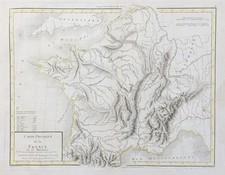 France Frankreich map Karte carte physique gravure Mentelle Chanlaire 1797