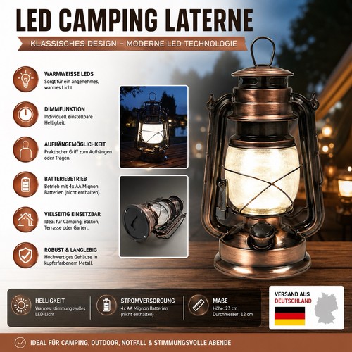 Led camping laterne kupfer - led,