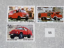 Feuerwehr,Blaulicht,Einsatzfahrzeug , auf Briefmarken ,DPRK ,  (55)