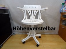 Armlehnestuhl Kapitänsstuhl Drehstuhl Weiß Wiener Geflecht