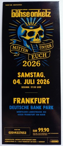 Böhse onkelz hardcover - böhse, ticket